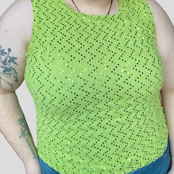 Funky retro style scrunched mesh sequin disco top - Picture 4 of 6